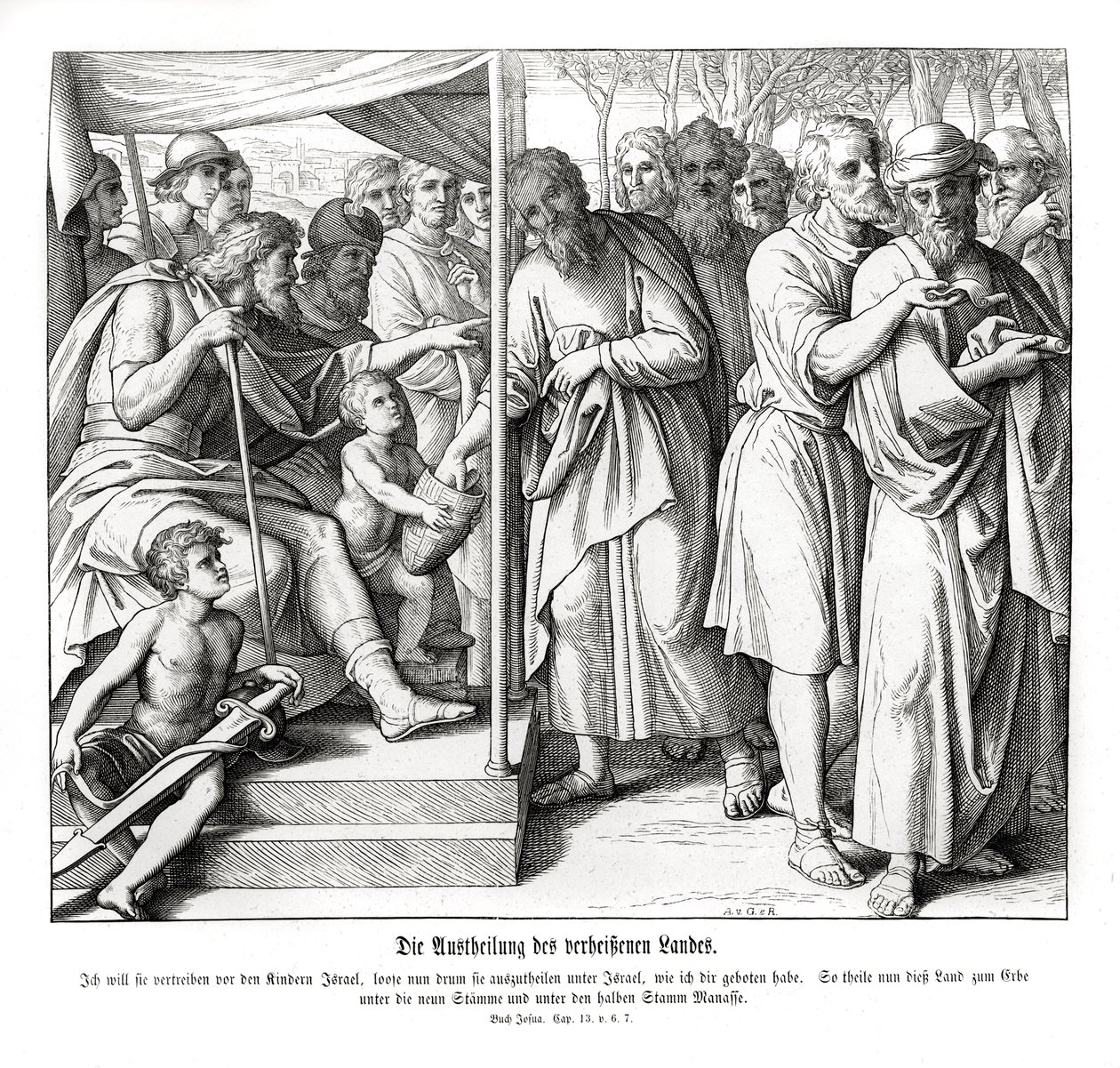Die Teilung des gelobten Landes, Josua von Julius Schnorr von Carolsfeld