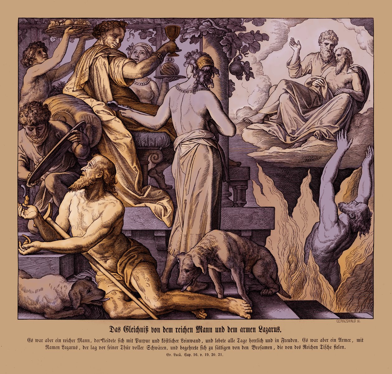 Der reiche Mann und der Bettler Lazarus, Evangelium nach Lukas von Julius Schnorr von Carolsfeld