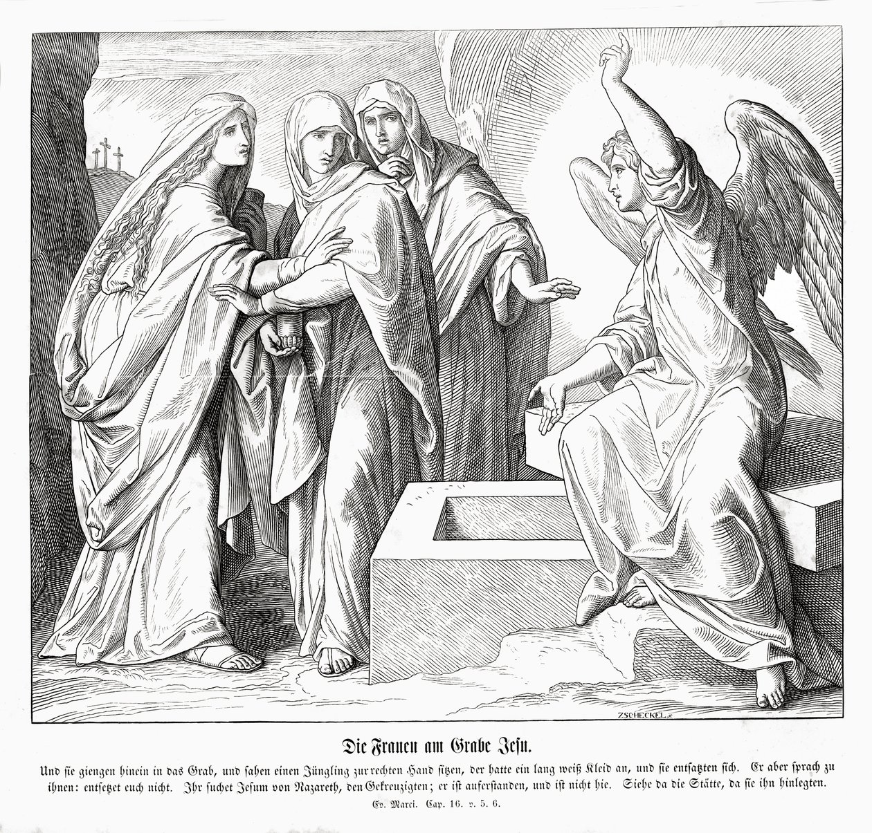 Die Frauen am Grab Jesu, Evangelium nach Markus von Julius Schnorr von Carolsfeld