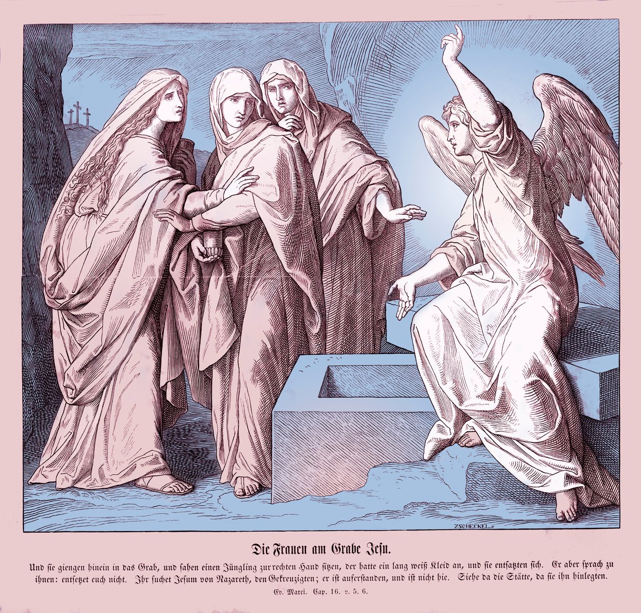 Die Frauen am Grab Jesu, Evangelium nach Markus von Julius Schnorr von Carolsfeld