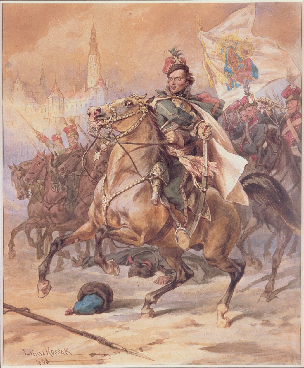 Kazimierz Pulawski (1747-79) in der Schlacht von Czestochowa, Dezember 1770, 1883 von Juliusz Fortunat Kossak