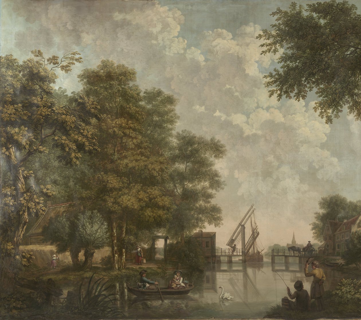 Drei Wandgemälde einer holländischen Landschaft von Jurriaan Andriessen (attributed to)