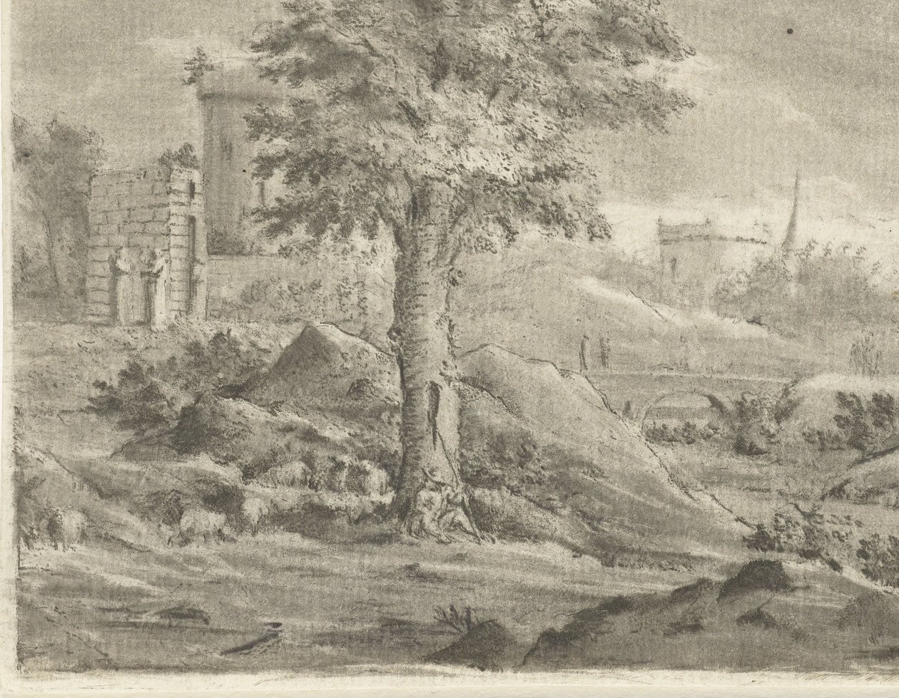 Landschaft mit Hirte und Schafen von Jurriaan Cootwijck