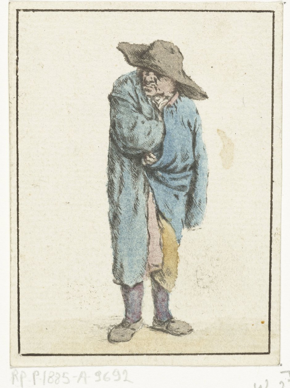 Stehender Bauer mit Hand und Arm in seinem Mantel von Jurriaan Cootwijck