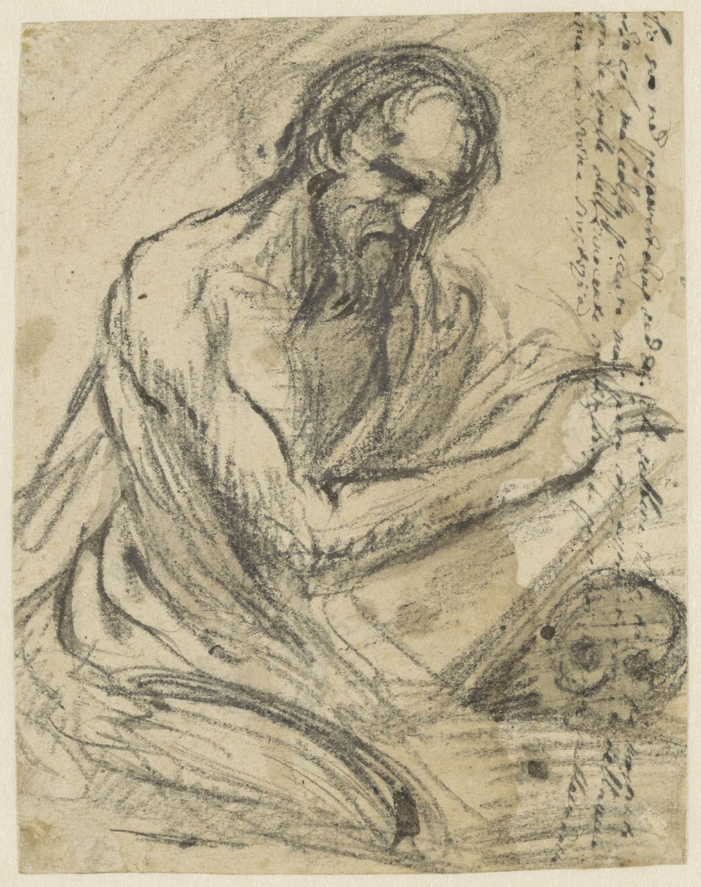 Hl. Hieronymus, schreibend in ein Buch, das er über einen Schädel hält von Jusepe de Ribera