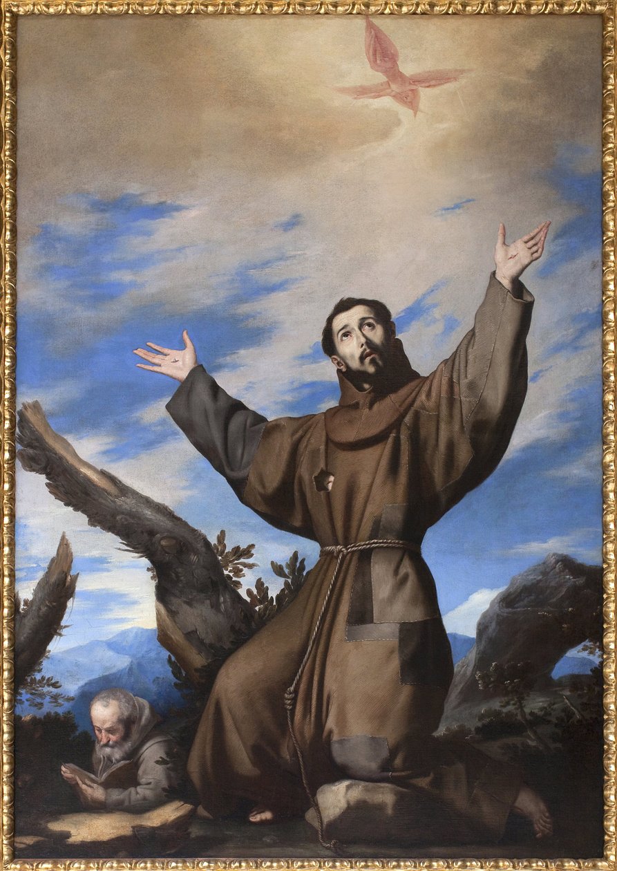 Die Stigmatisation des Heiligen Franziskus von Assisi. Gemälde aus der Werkstatt von José de Ribera, genannt „der Spanier“ (1591-1652) von Jusepe de Ribera