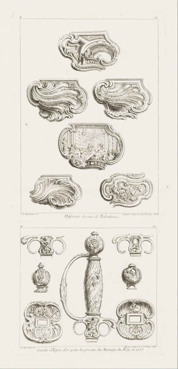 Differents Desseins de Tabatières, deuxième planche von Juste Aurèle Meissonnier