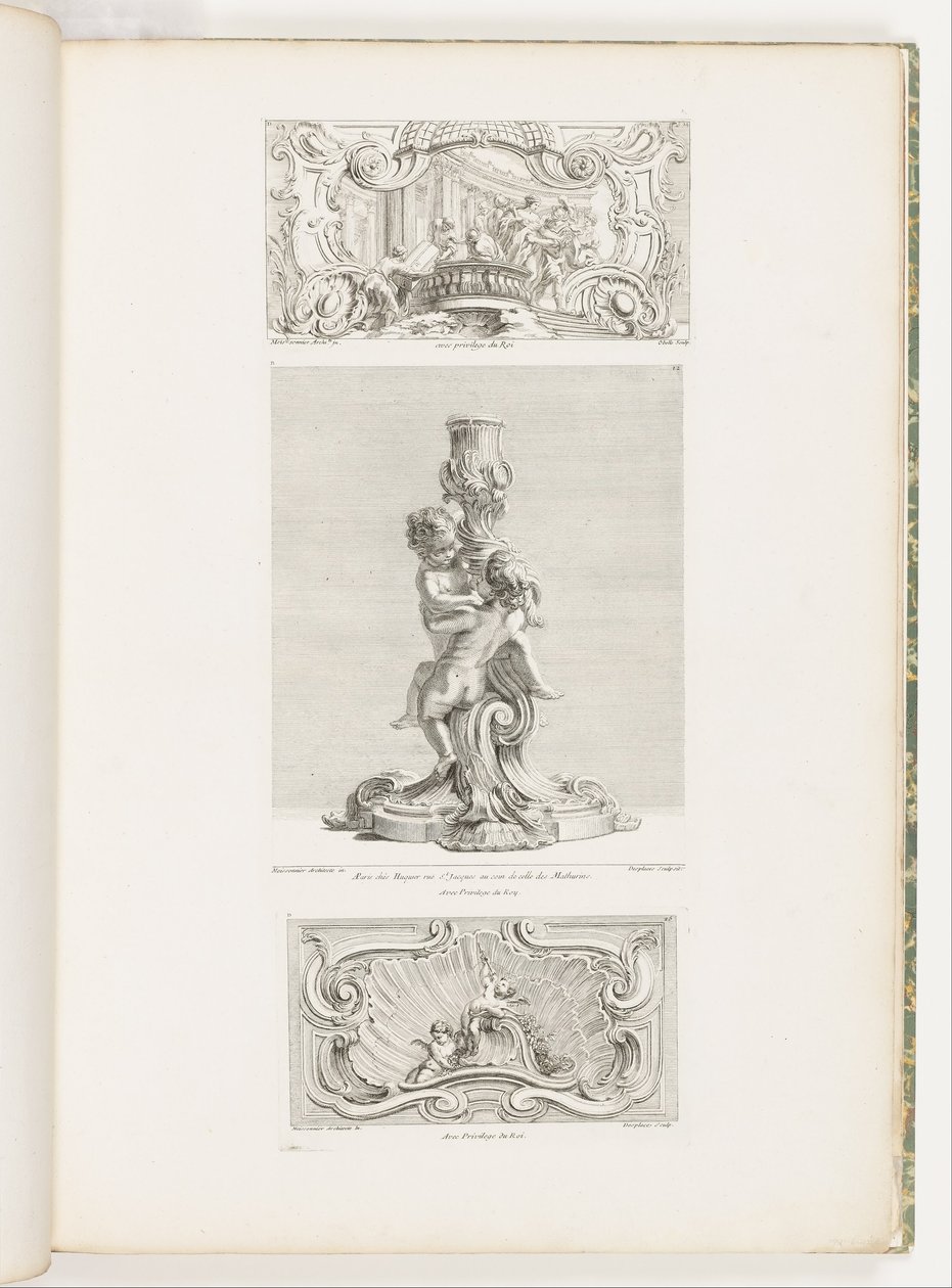 Ornamenttafel, die die Entführung der Helena darstellt, Tafel 24 in Oeuvre von Juste Aurèle Meissonnier