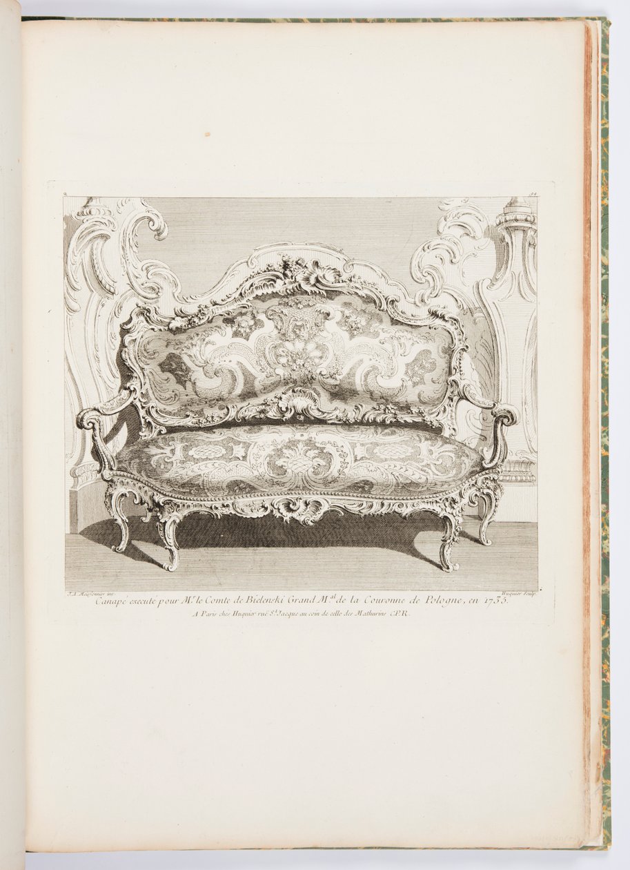 Canapé ausgeführt für Herrn Graf von Bielinski, Großmarschall der Krone von Polen, im Jahr 1735; Canapé ausgeführt für den Grafen von Bielinski im Jahr 1735, 4. Platte von Juste Aurèle Meissonnier