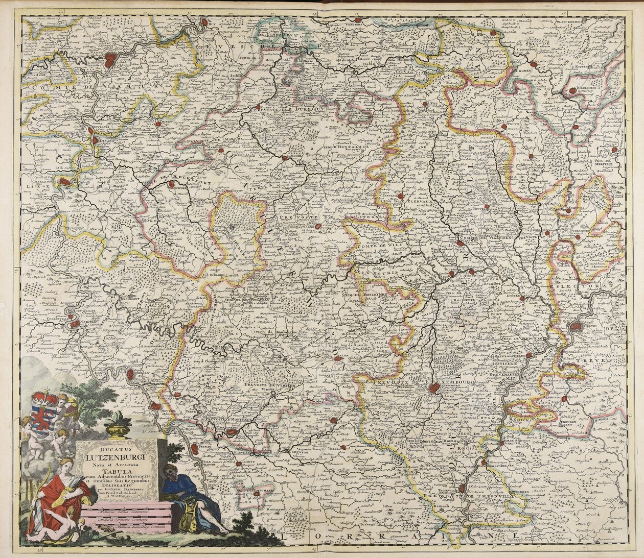 Ducatus Lutzenburgi nova et accurata tabula: cum adjacentibus provinciis et omnibus suis regionibus delineatio / per Iustinum Danckerts von Justus Danckerts