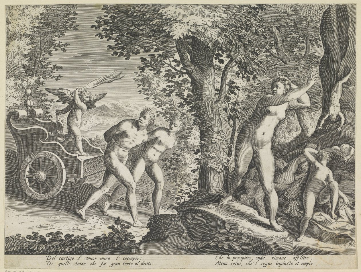 Nackte von Amor gejagt (Serie: Verschiedene Aspekte der Liebe) von Justus Sadeler (attributed to)