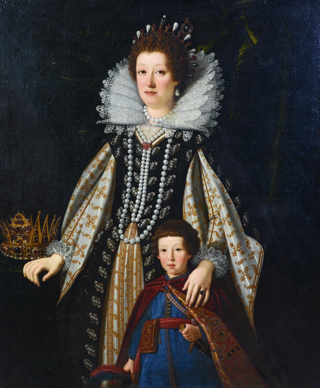 Porträt von Maria Maddalena von Österreich und ihrem Sohn Ferdinando in polnischer Tracht von Justus Sustermans