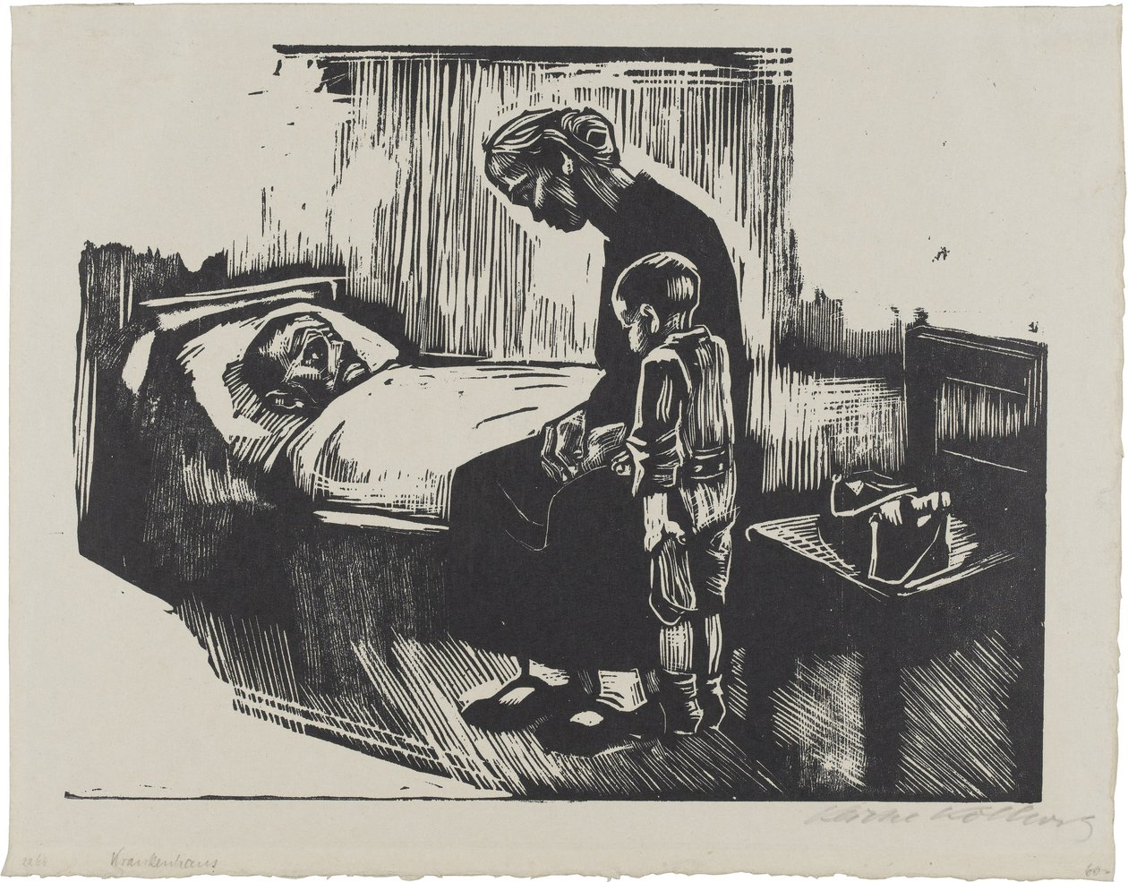 Besuch im Krankenhaus (Blatt 4 aus: Die Schaffenden, 7. Jahrgang, 2. Mappe) von Käthe Kollwitz