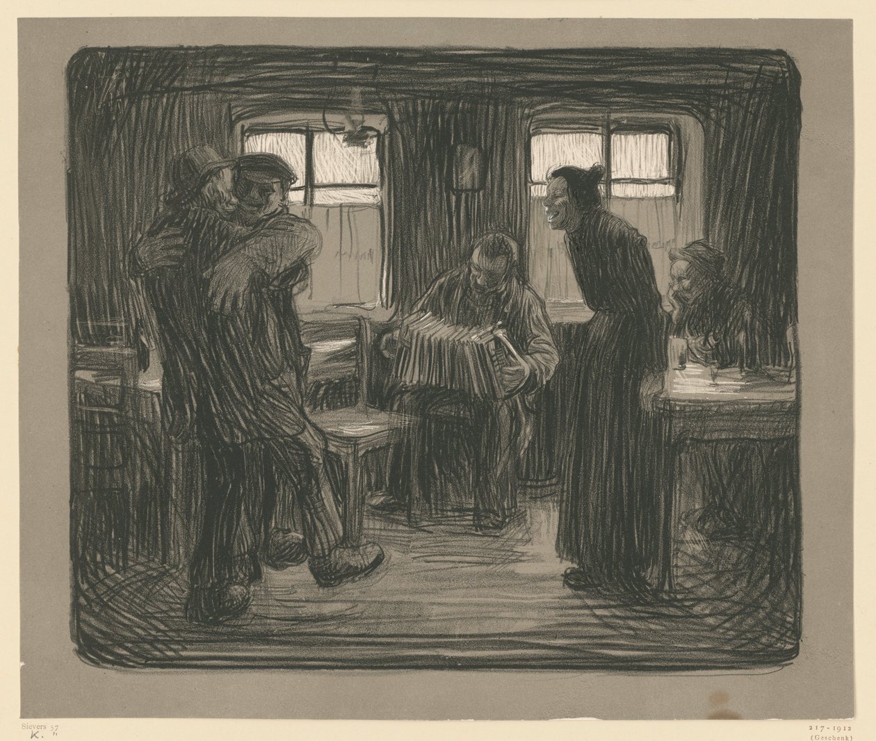 Hamburger Kneipe (wohl Unikat) von Käthe Kollwitz