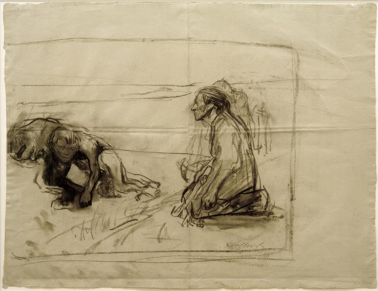Studie zu Pflüger (Pflüger mit kniender Frau) von Käthe Kollwitz