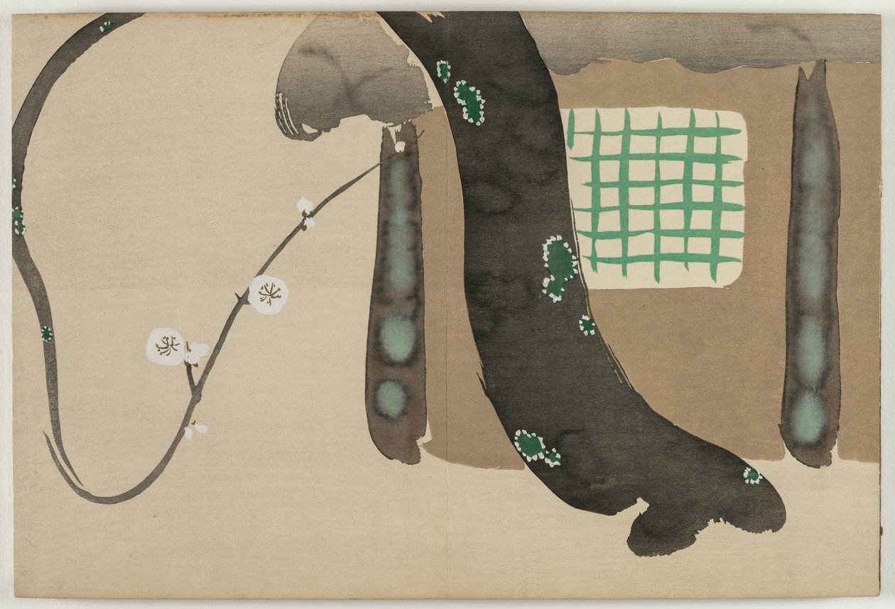 Blumen von hundert Welten (Momoyogusa): Pflaume an den Traufen von Kamisaka Sekka