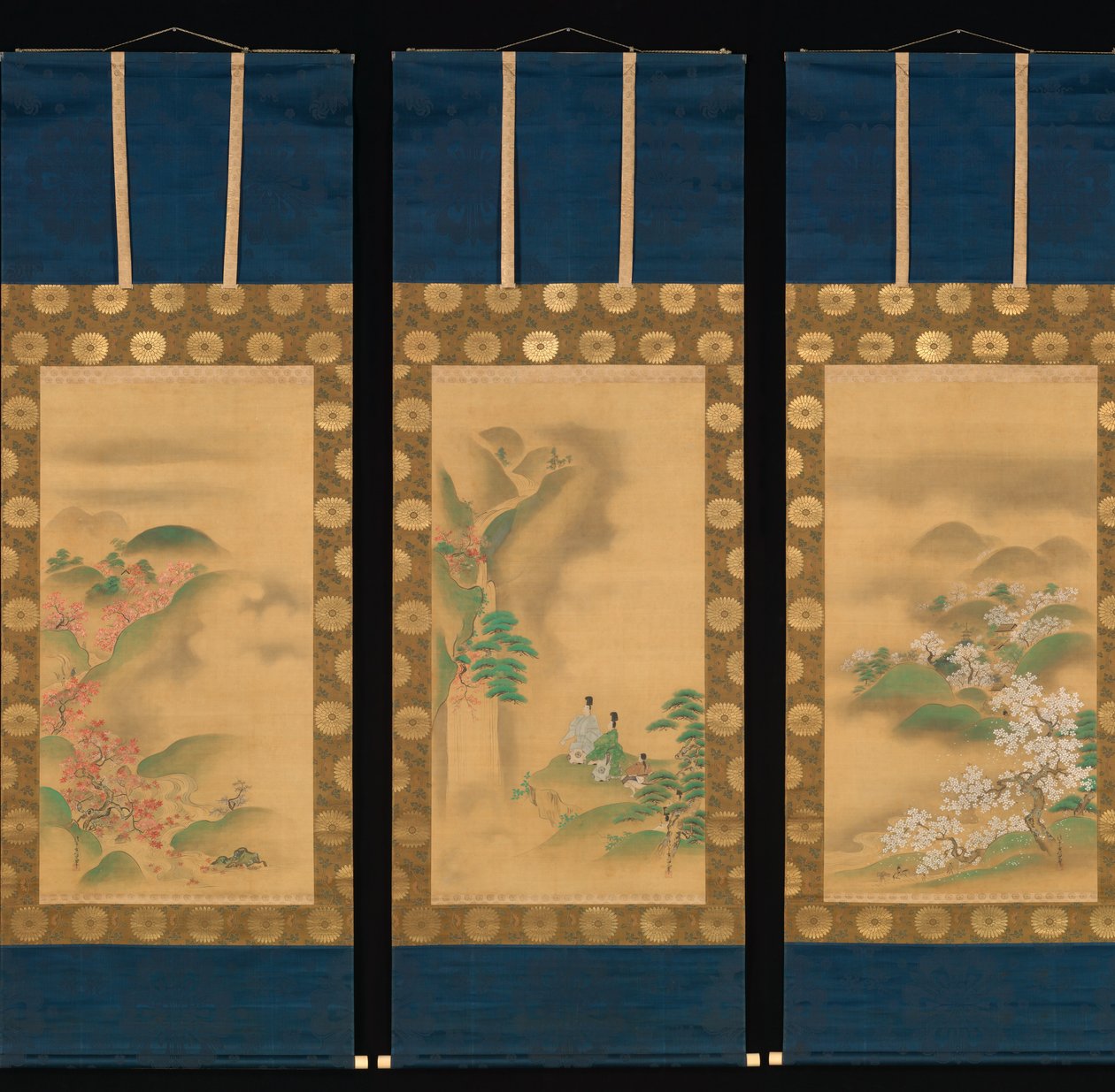 Nunobiki-Wasserfall, Berg Yoshino und Tatsuta-Fluss, nach 1709 von Kanô Yôboku Tsunenobu