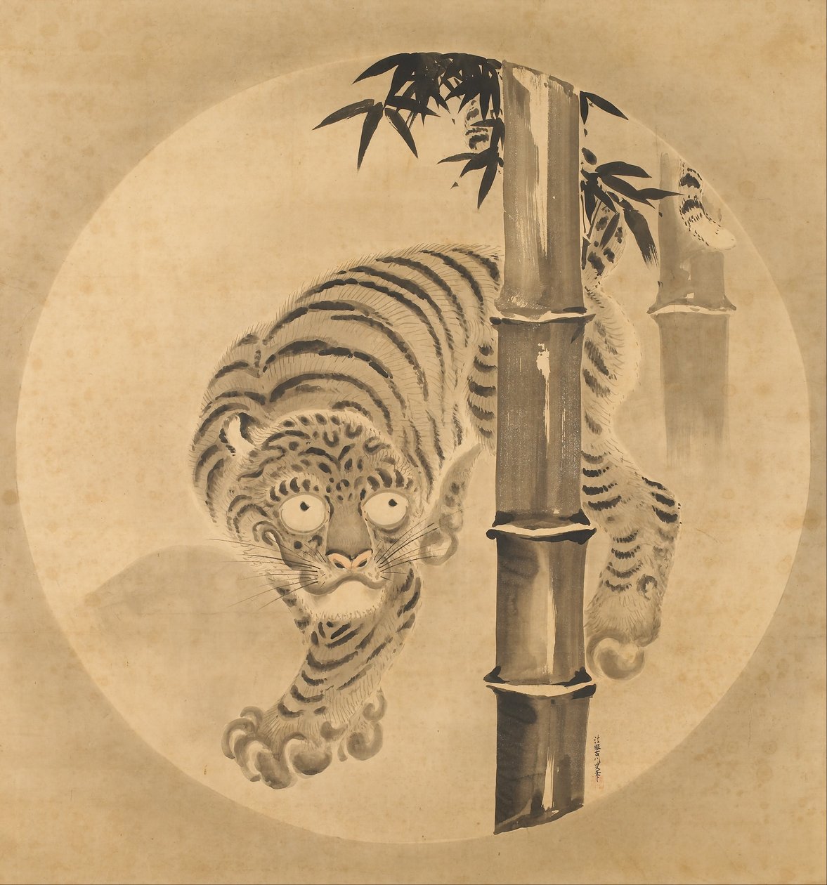 Tiger, der aus Bambus hervorkommt von Kano Tsunenobu