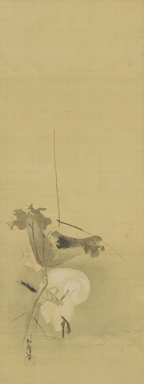 Reiher und Lotus, Edo-Periode, Mitte 17. bis Anfang 18. Jahrhundert von Kano Tsunenobu
