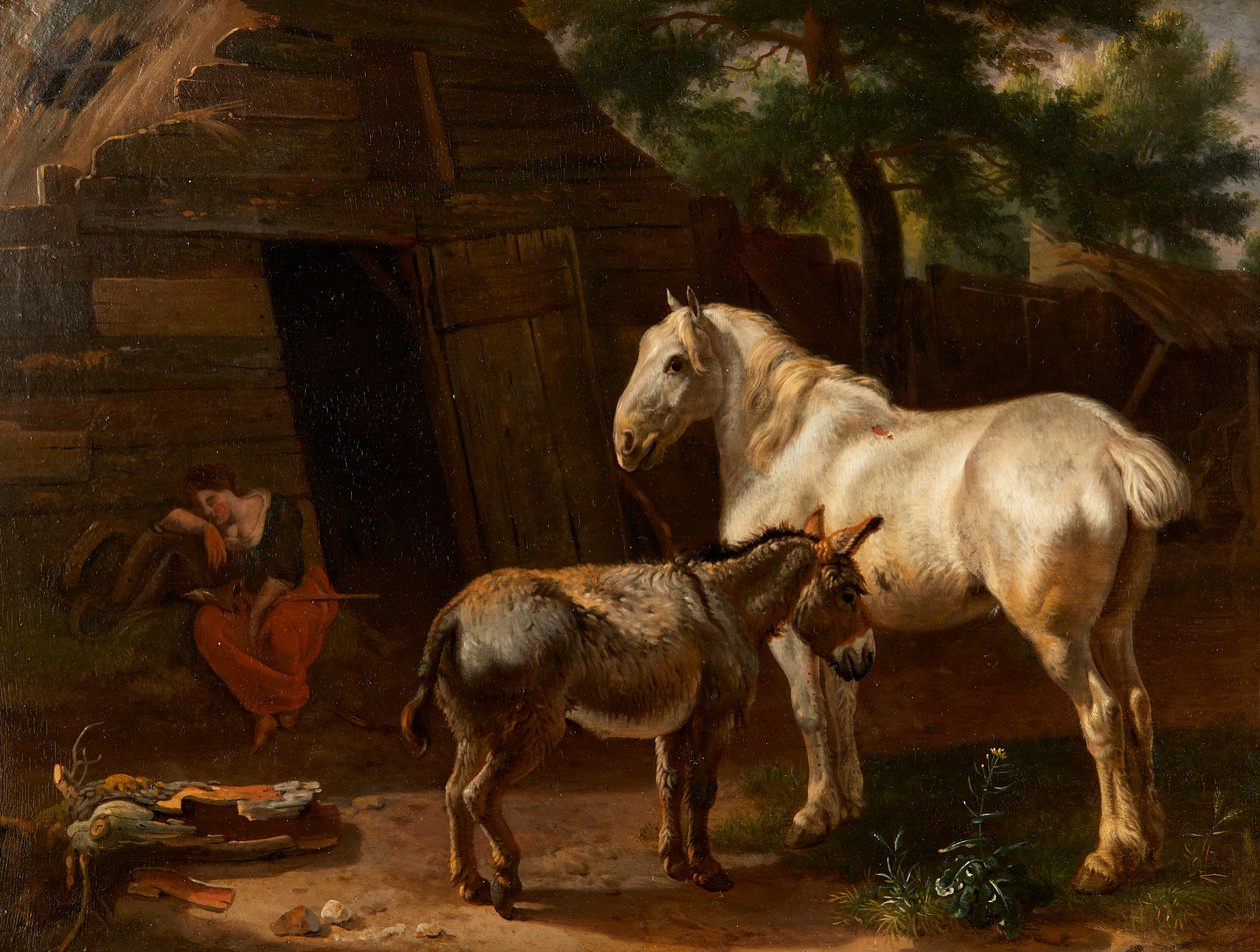Das schlafende Bauernmädchen von Karel (attr.to) Dujardin