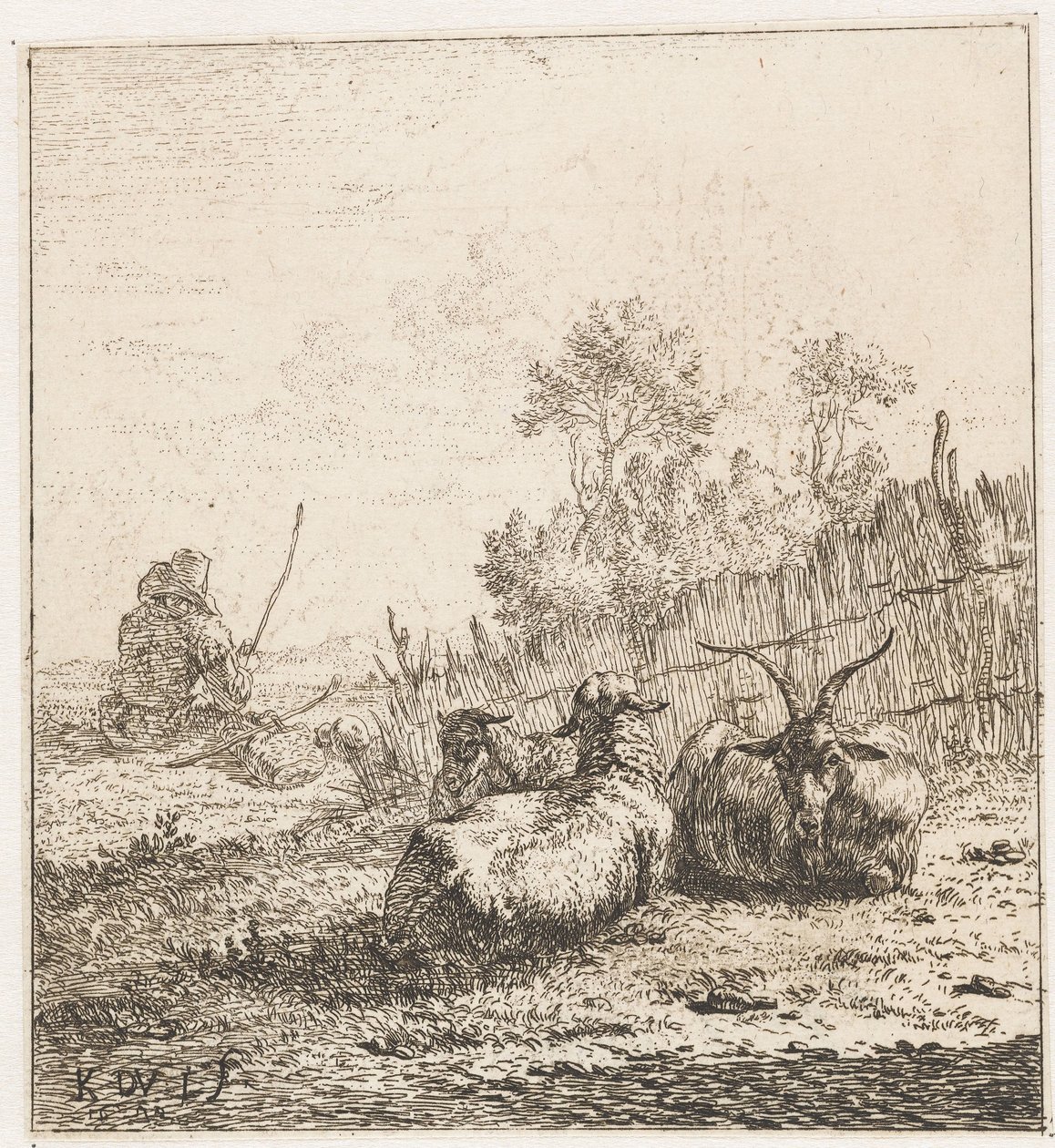 Ziege und zwei Schafe von Karel Du Jardin