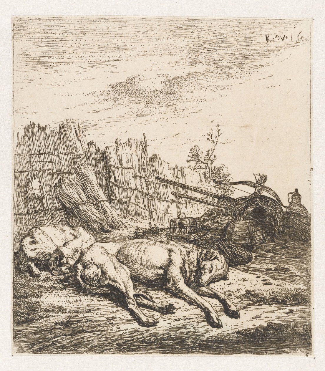 Schlafende Jagdhunde von Karel Du Jardin