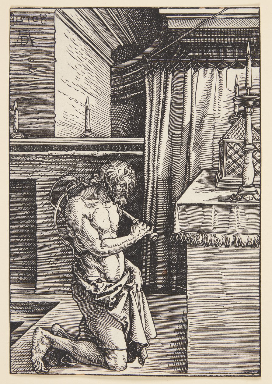 Alter Mann mit Turban, stehend mit Stock von Karel van der Pluym