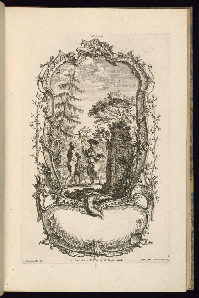 Entwurf für eine Kartusche mit großen und kleinen Fächern von Karl Albert von Lespilliez