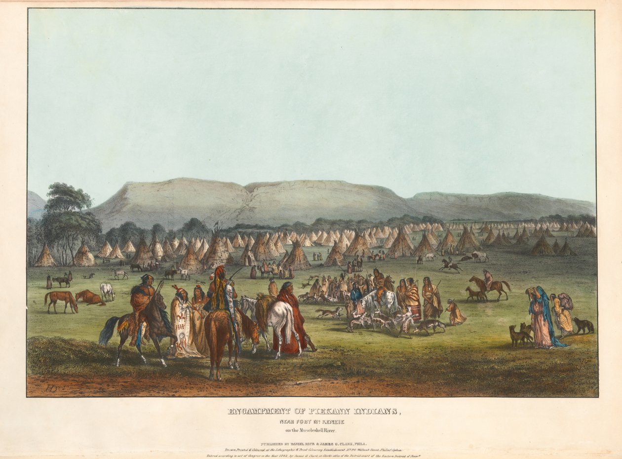 Lager der Piekann-Indianer von Karl Bodmer