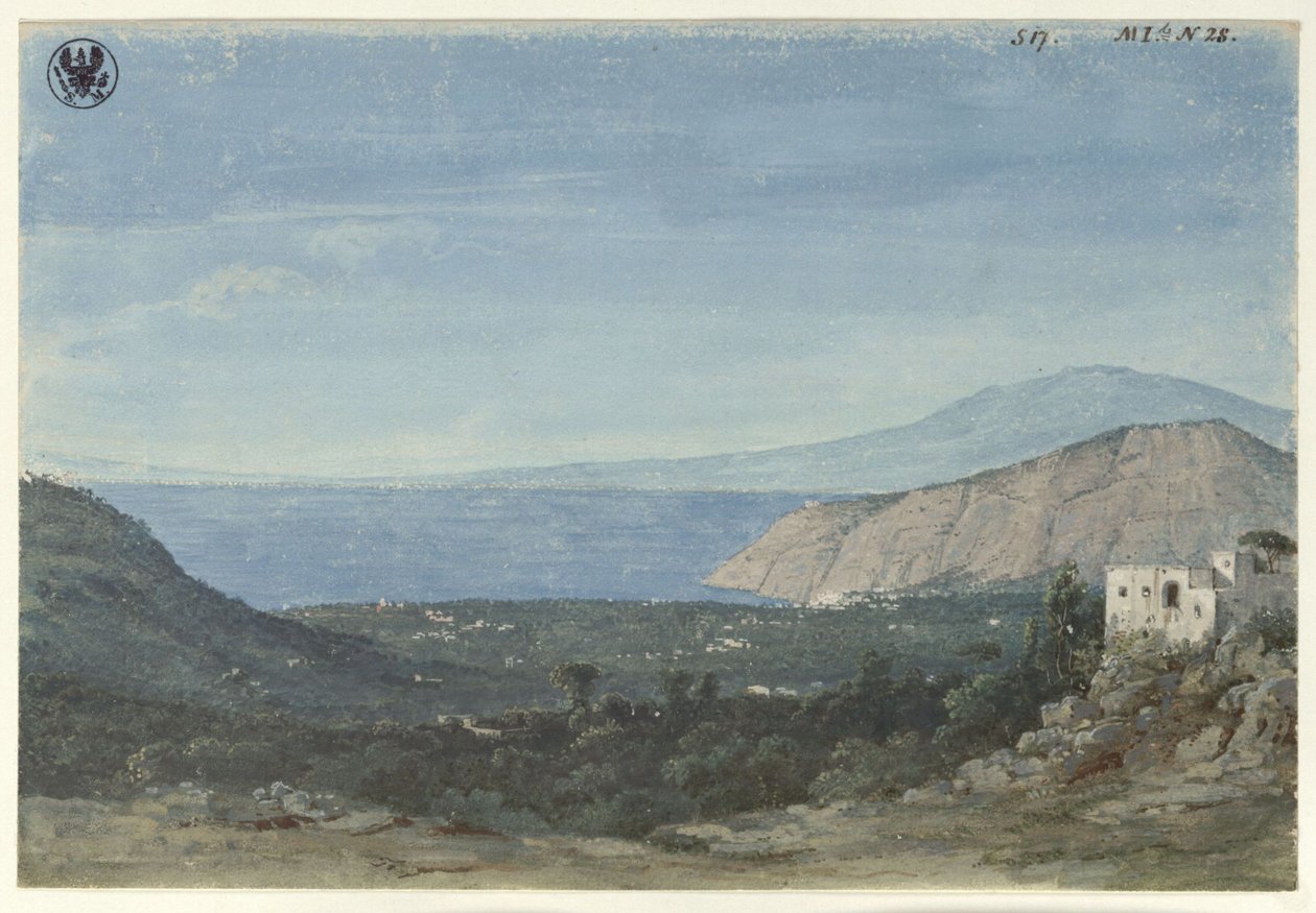 Ansicht aus der Gegend von Neapel / Ansicht der Pianura von Sorrent von Colli di Fontanelle aus von Karl Friedrich Schinkel