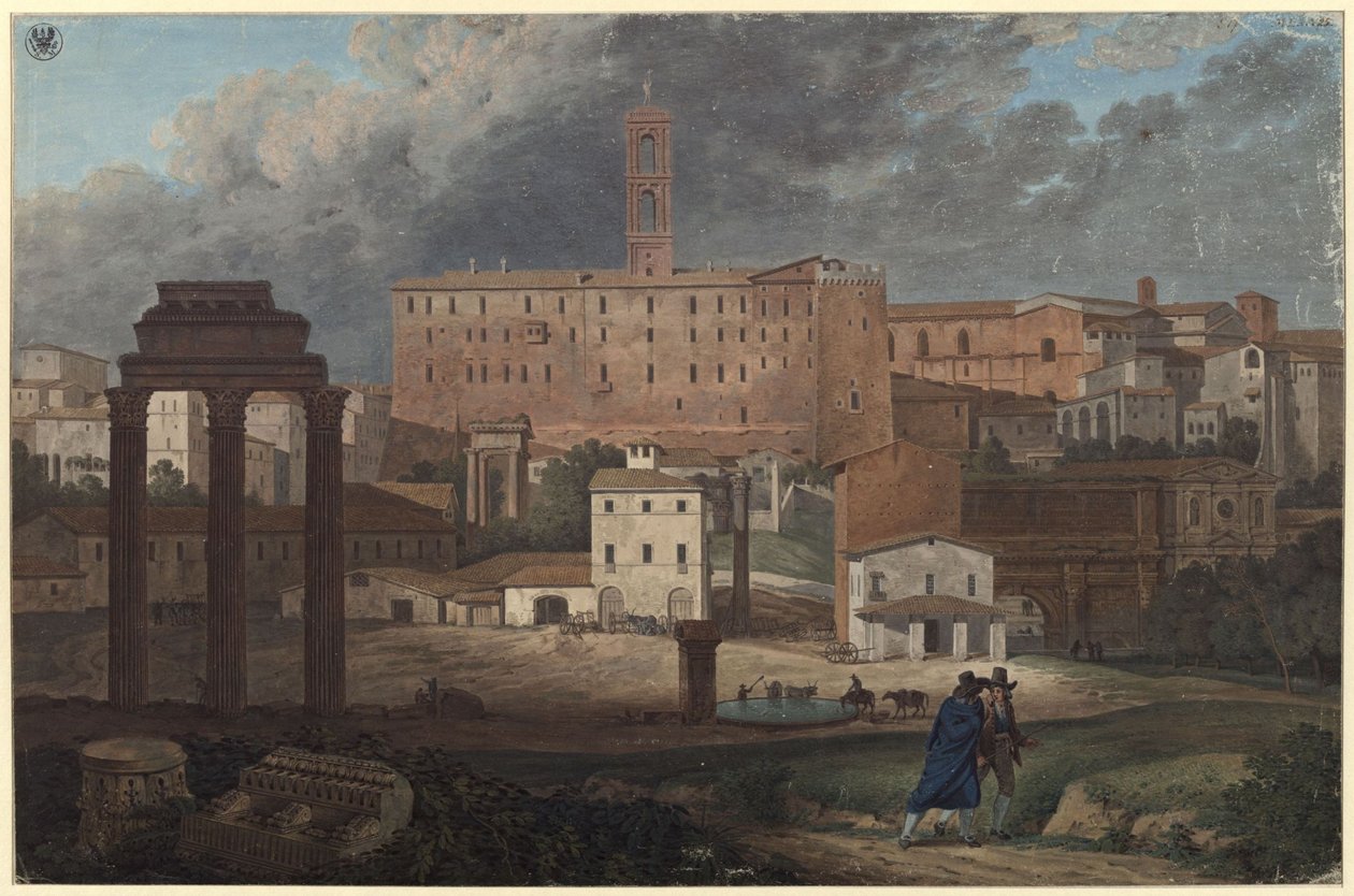 Ansicht des Kapitols in Rom vom Campo Vaccino aus von Karl Friedrich Schinkel