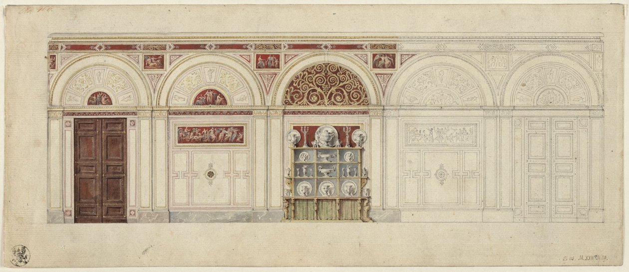 Berlin, Wilhelmstraße 102. Palais des Prinzen Albrecht von Preußen, Entwurf zum Speisesaal von Karl Friedrich Schinkel