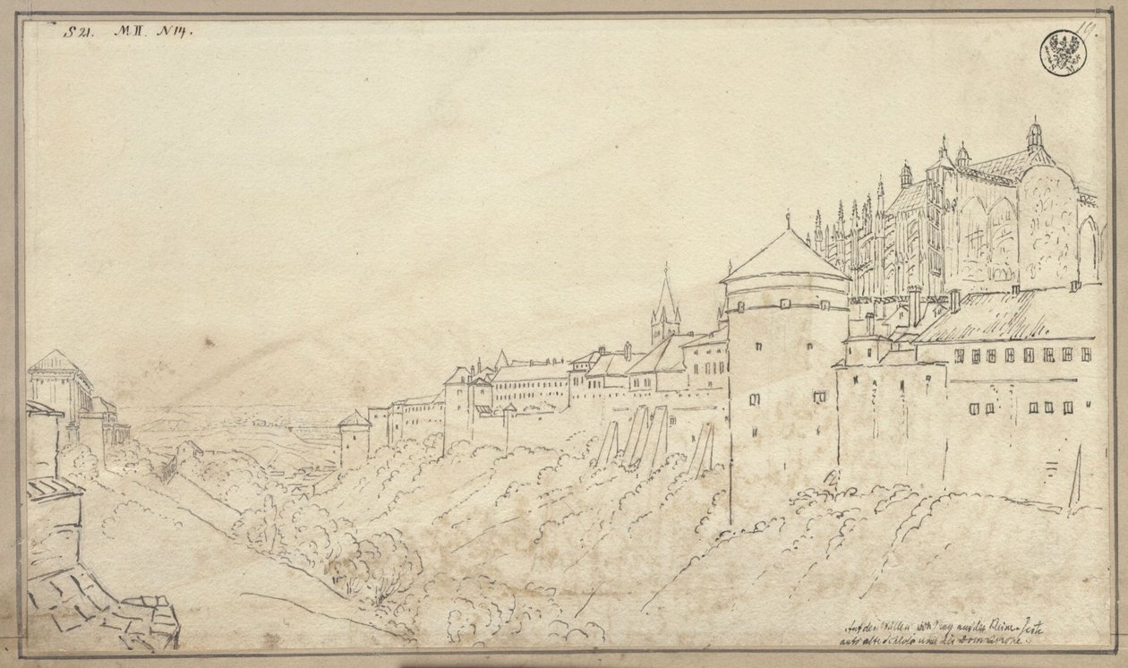 Blick auf den Hradschin in Prag mit dem Chor des Veitsdoms von Karl Friedrich Schinkel
