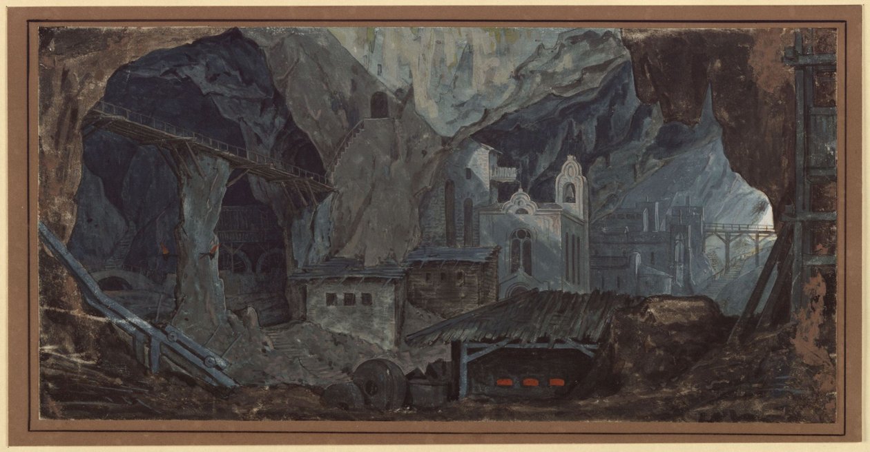 Eisenbergwerk in Katalonien. Innenansicht von Karl Friedrich Schinkel