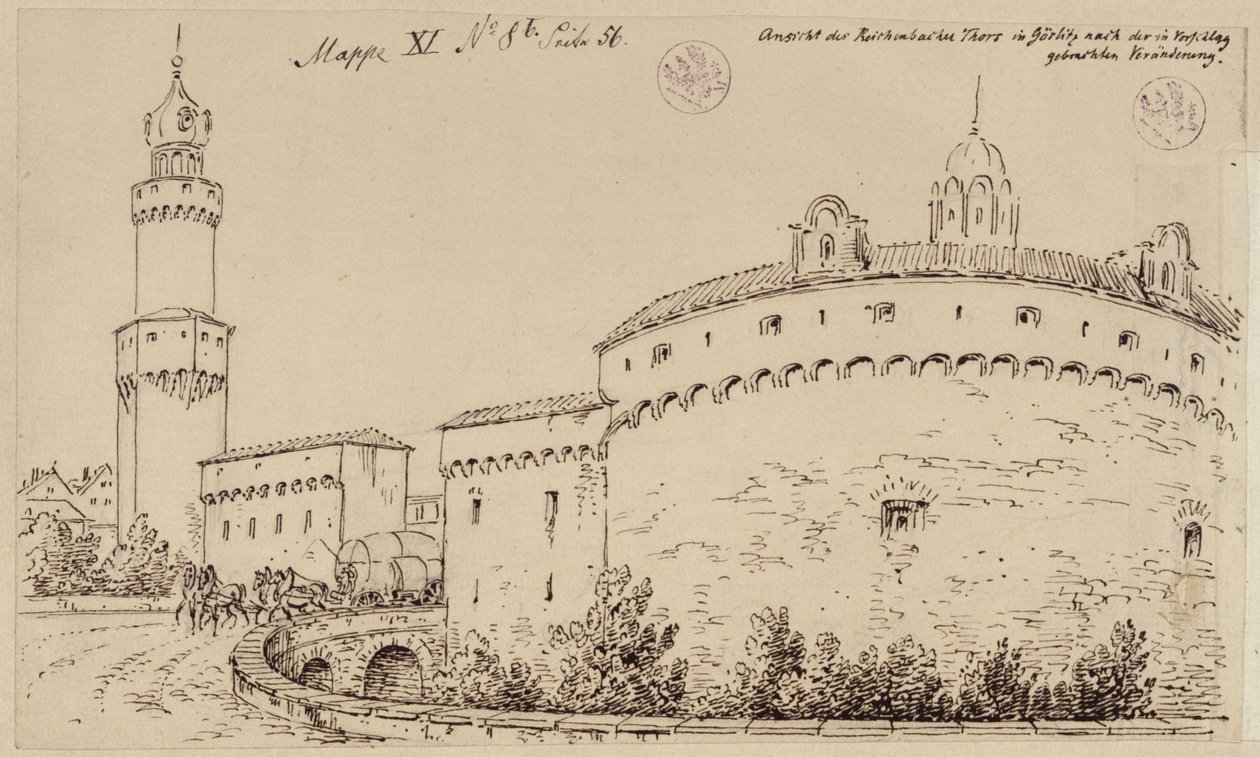 Görlitz. Ansicht des Kaisertrutz und des Reichenbacher Tores von Karl Friedrich Schinkel