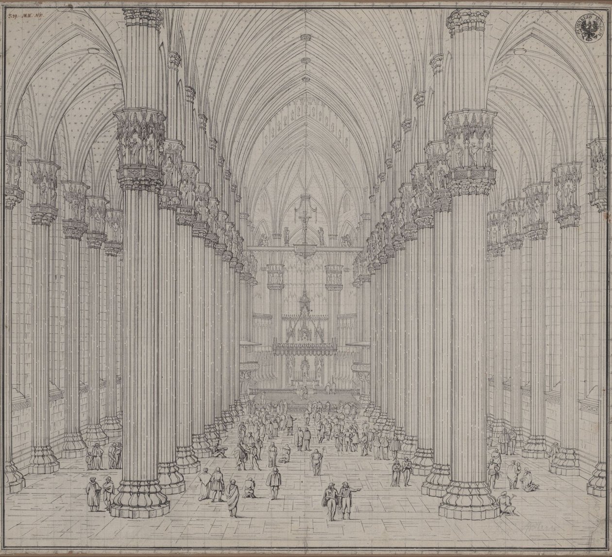 Innenansicht des Doms von Mailand von Karl Friedrich Schinkel