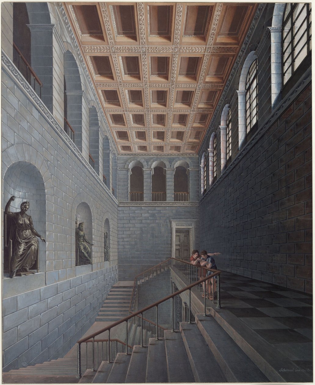 Köstritz. Schloss. Ansicht des Treppenhauses von Karl Friedrich Schinkel