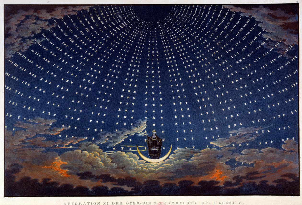 Szenografie für Die Zauberflöte, Oper von Wolfgang Amadeus Mozart, realisiert von Karl Schinkel (1781-1841) von Karl Friedrich Schinkel