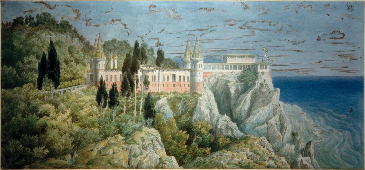 Schloss Orianda, Ansicht von Karl Friedrich Schinkel