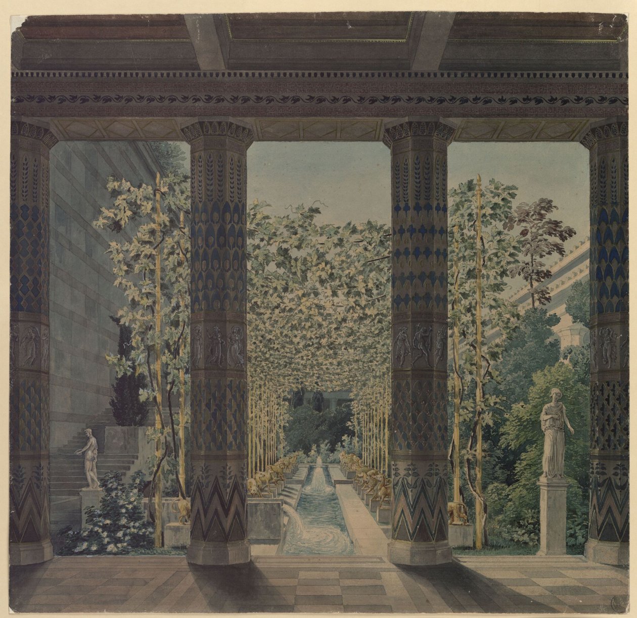 Schloss Orianda auf der Krim. Antikischer Entwurf. Kaisergarten von Karl Friedrich Schinkel