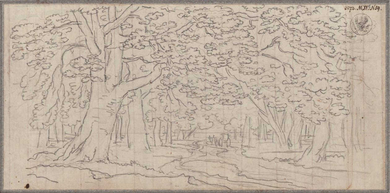 Waldlandschaft, durch die sich ein Weg schlängelt von Karl Friedrich Schinkel