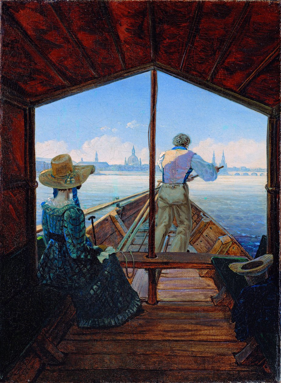 Morgen auf der Elbe. Bootsfahrt auf der Elbe bei Dresden von Karl Gustav Carus