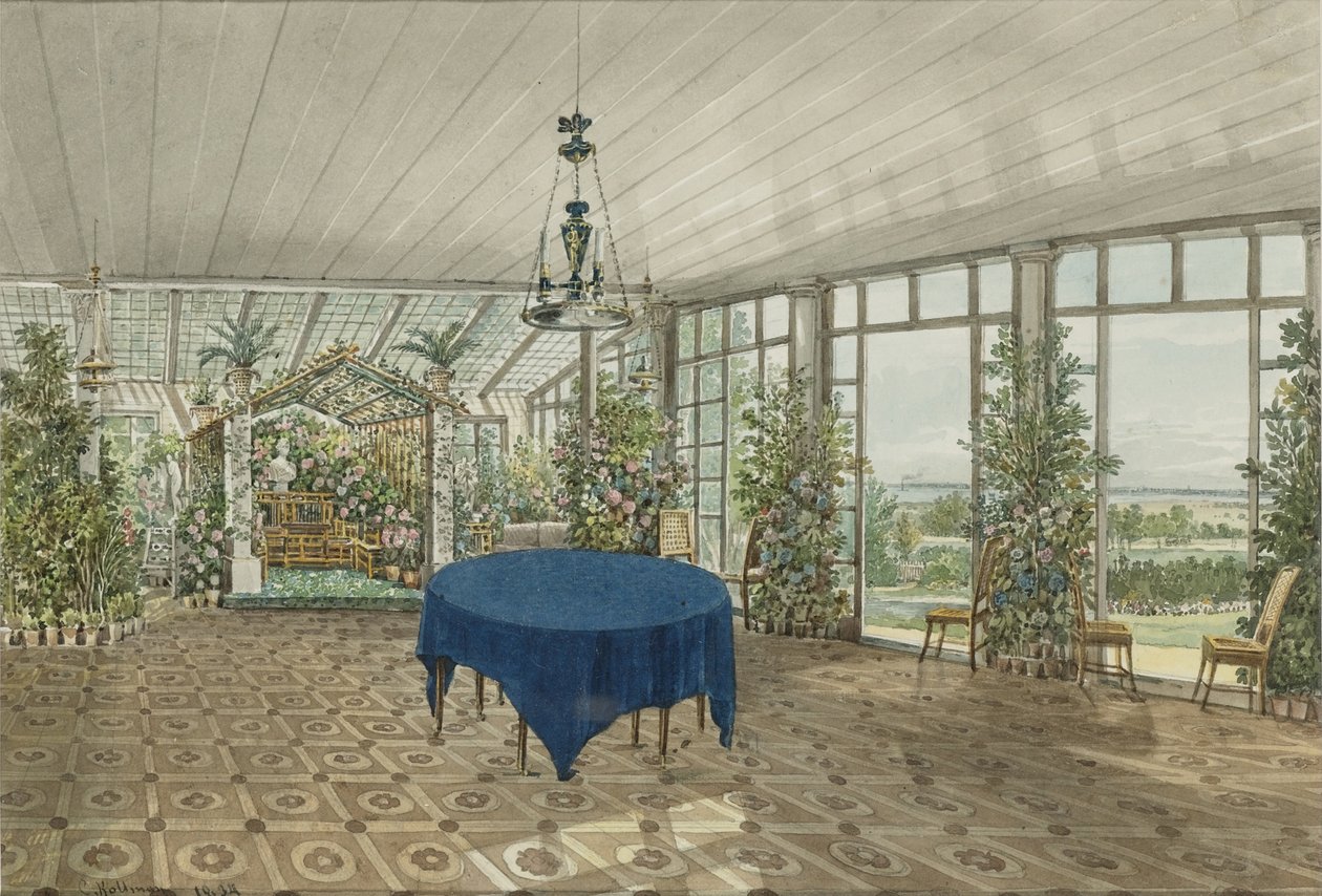 Wintergarten im Pavlino-Anwesen von Vielgorsky, 1834 von Karl Ivanovich Kolmann