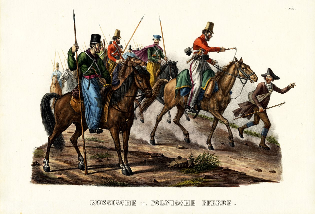 Russische und polnische Pferde, 1824 von Karl Joseph Brodtmann