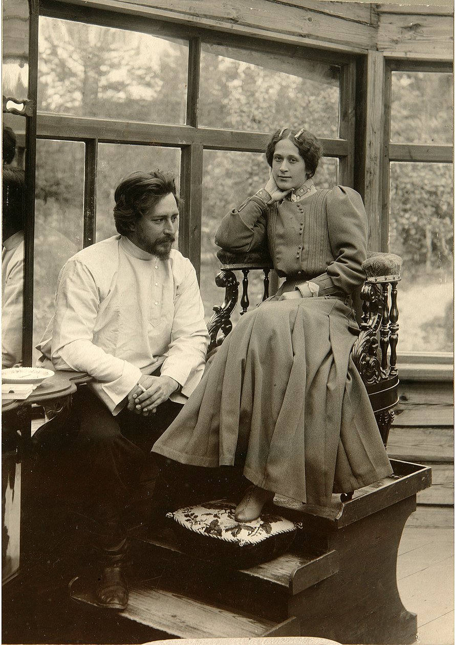Der Autor Leonid Andreyev mit seiner Frau Alexandra Michailovna von Karl Karlovich Bulla