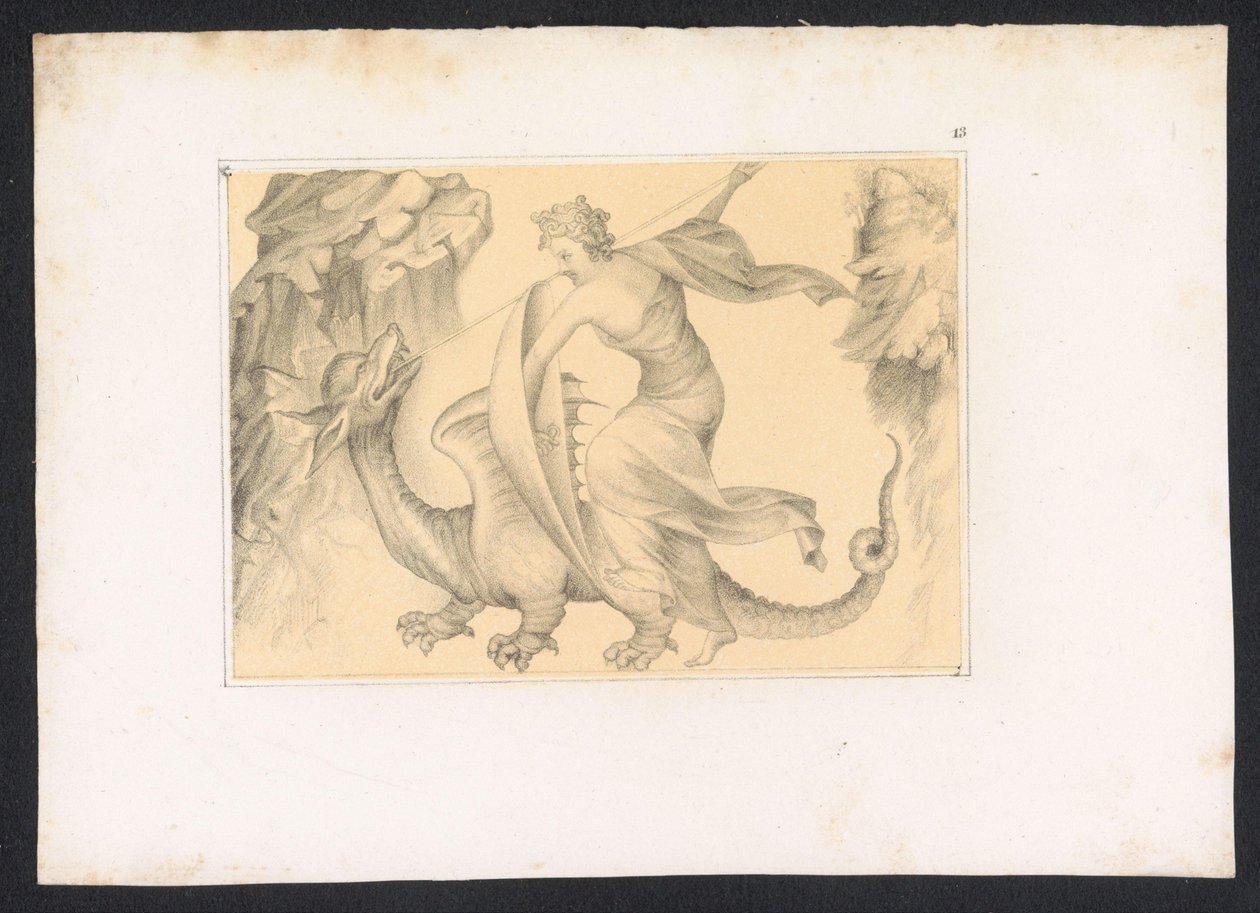 Kampf zwischen Drache und Frau von Karl Palzow