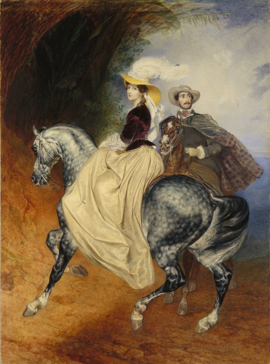 Die Reiter. Porträt von Eugeny und Emily Mussard, 1849 von Karl Pavlovich Bryullov