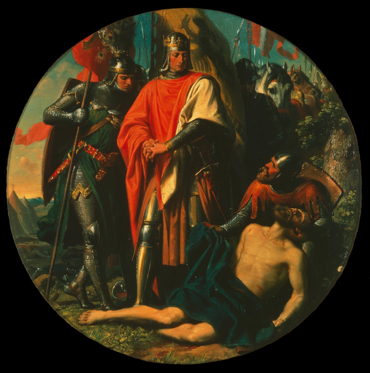 Rudolf I. auf dem Schlachtfeld nach dem Sieg über Ottokar von Karl von Blaas