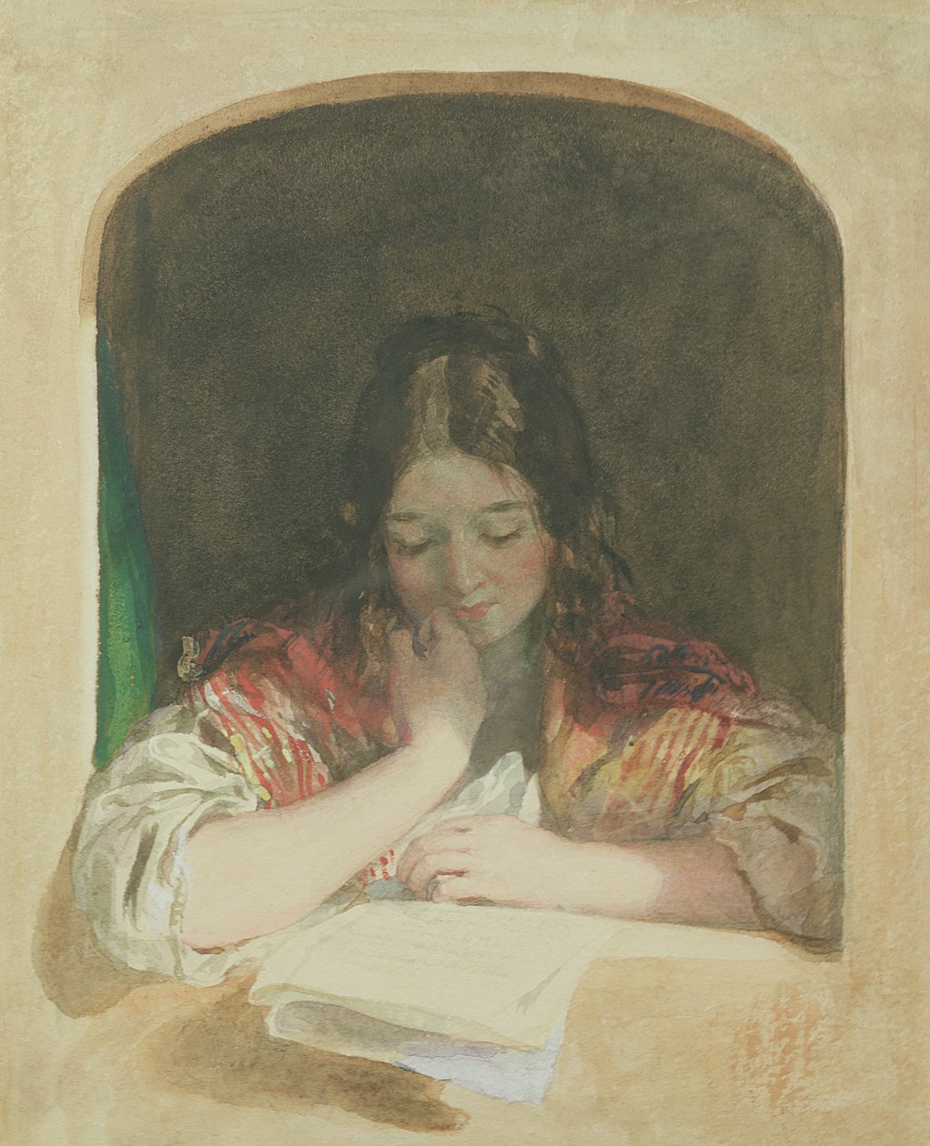Mädchen liest am Fenster, 19. Jahrhundert von Karoly or Charles Brocky