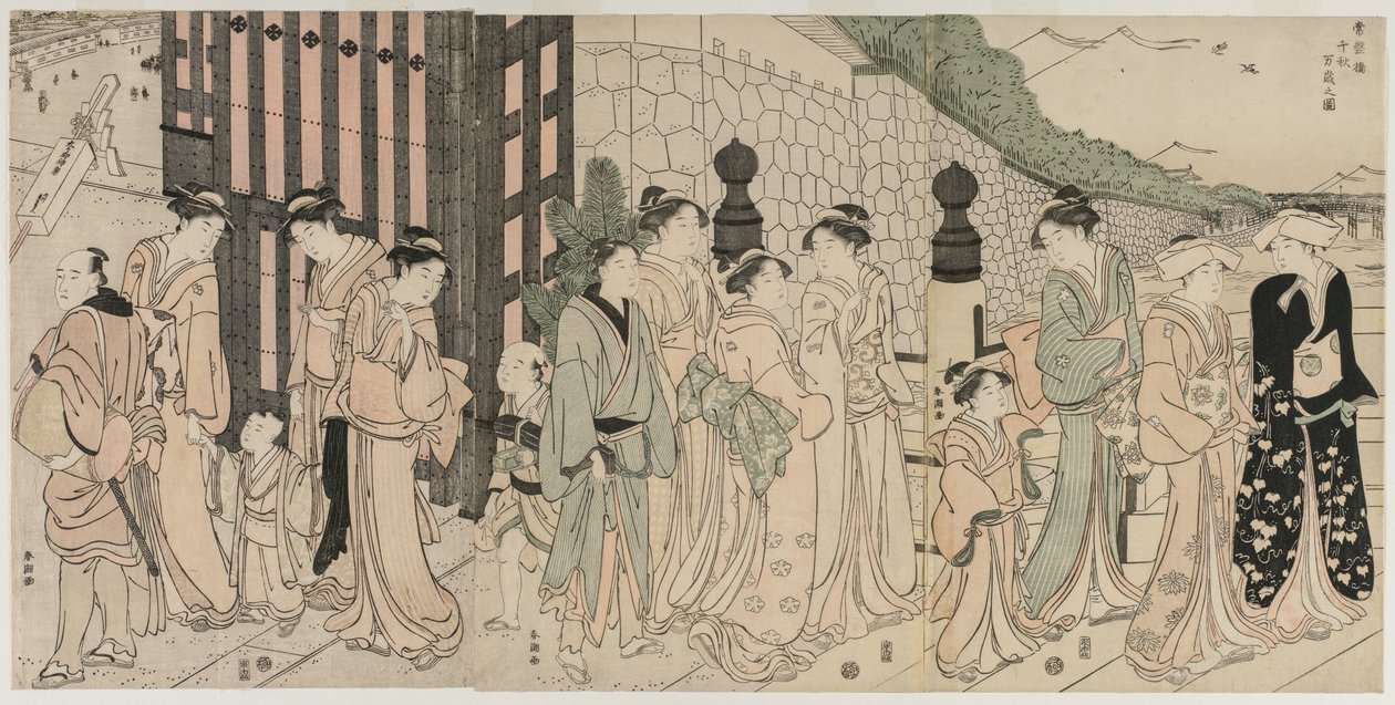 Tausend Herbste, Zehntausend Jahre auf der Tokiwa-Brücke, frühe 1790er von Katsukawa Shuncho